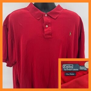 Polo by Ralph Lauren Mens 3XB BIG Red Pima Interlock‎ Polo Shirt Pony Logo